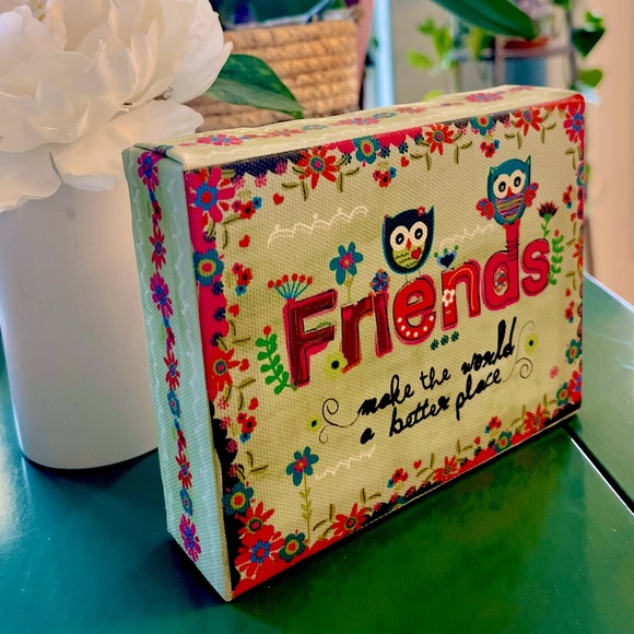 NWT Natural Life Mini Word Art Canvas • Friends Make the World a Better Place - Picture 5 of 5